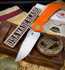 Hinderer Project X Orange G10 Stonewashed Ti with Stonewashed S45VN Blade
