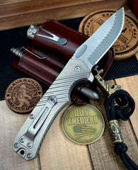 Freeman 451 Button Lock Flipper DTOM Stonewashed Ti Magnacut Blade 2.0