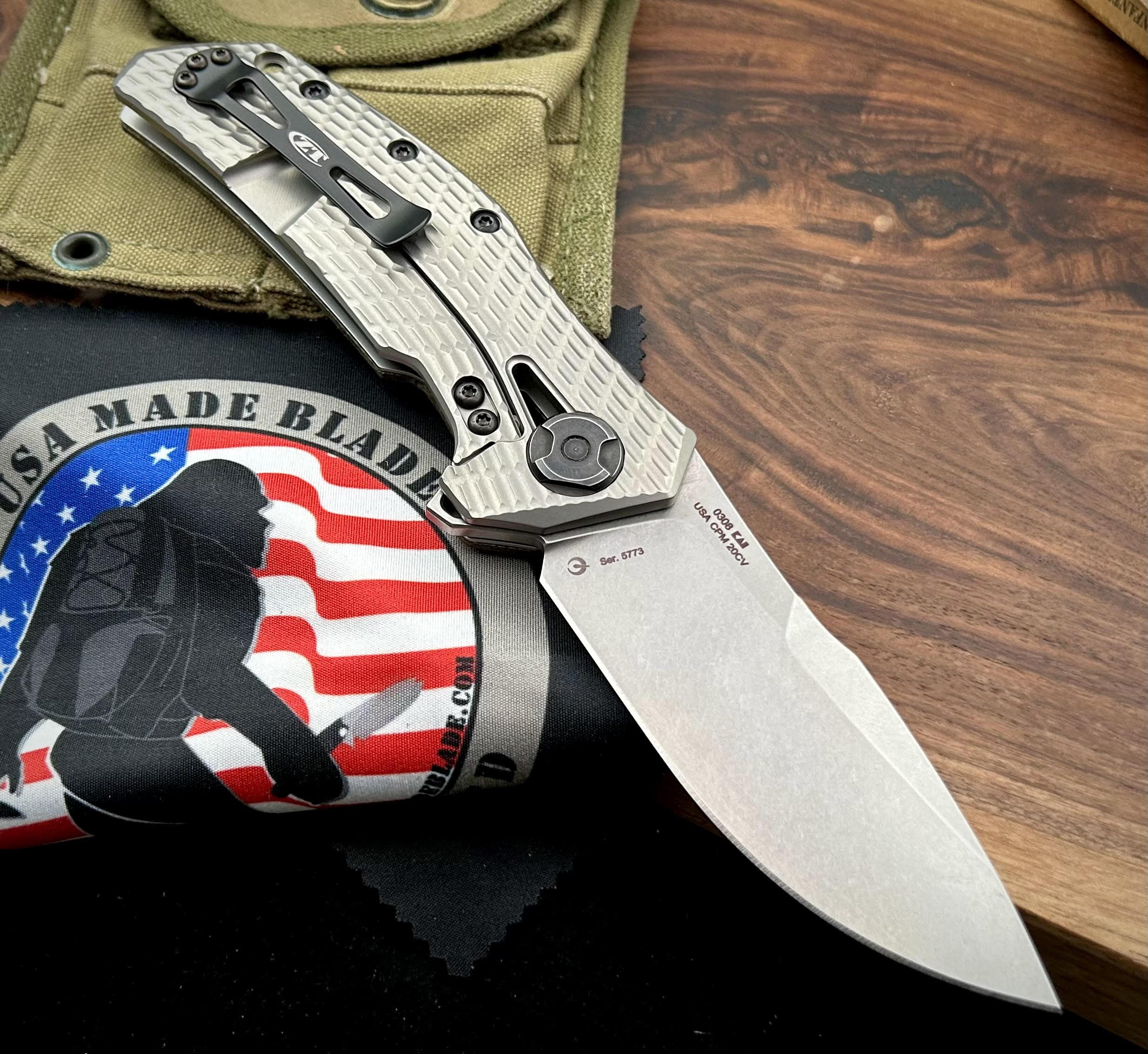 Zero Tolerance Knives ZT0308 With Black Canvas Micarta Scale USA MB Zero tolerance knives zt0308 with black canvas micarta scale usa mb