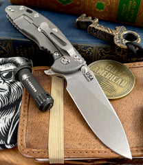 Hinderer XM-18 3.5" Hollow Ground Slicer Working Finish Ti Black G10 Magnacut Stonewashed Blade