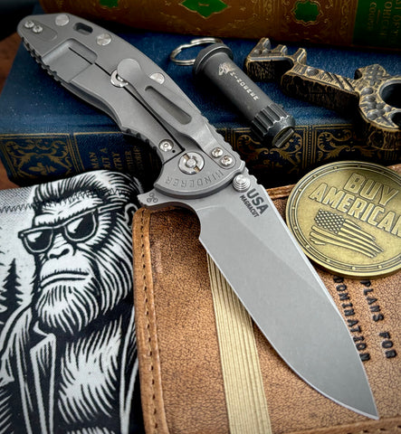 Hinderer XM-18 3.5" Hollow Ground Slicer Working Finish Ti Orange G10 Magnacut Working Finish Blade