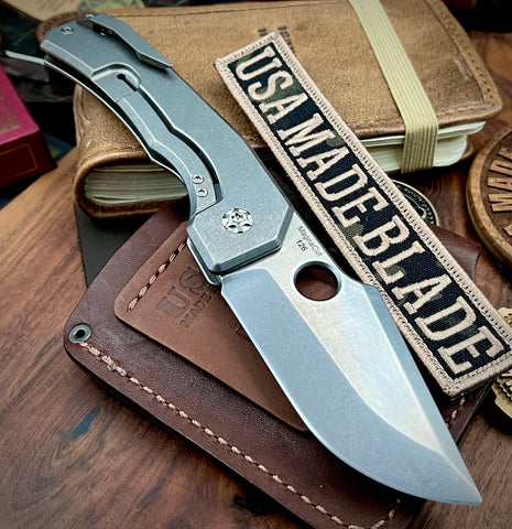 Zermeno Custom Knives Tyr Full Ti with Carbon Fiber Inlay, Magnacut Blade, Ti BackSpacer, Ti Pocket Clip, and Ti Hardware