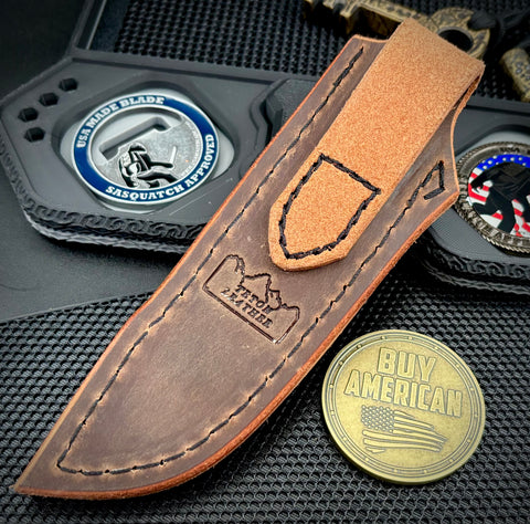 Koenig HELO Fixed Blade with Black DLC Magnacut Blade OD Green Micarta Handles and Leather Sheath   HELO731