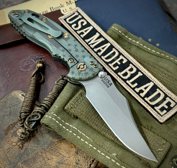 Battle Stars & Stripes Ammo Can Green Hinderer XM-18 3.5 Non Flipper Bowie Black G10 Working Finish S45VN Blade Bronzed Out HW