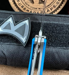 Bober Blades 5th Element heavy liner lock with Blue G10, Ti Liners, and Magnacut Blade