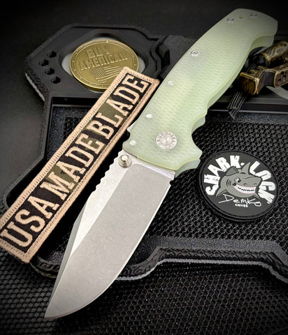 Demko Knives AD20 XXX Clip Point Shark-Lock with Natural G10 Scales
