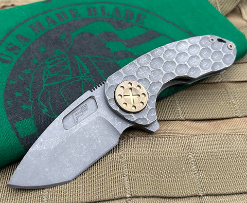 Curtiss Custom Knives F3 Compact Spanto Flipper PM Mill Ti (Magnacut) Blasted Blade Bronze HW #111 - USA MB