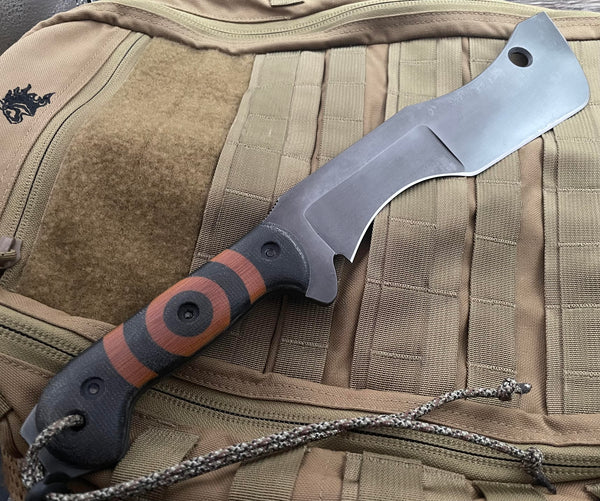 T.M. Hunt M18 #497 with Brown and Black Bullseye Pattern Micarta and OD Kydex Sheath