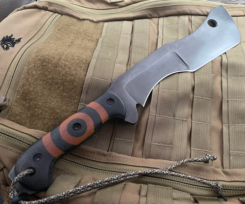 T.M. Hunt M18 #497 with Brown and Black Bullseye Pattern Micarta and OD Kydex Sheath - USA MB