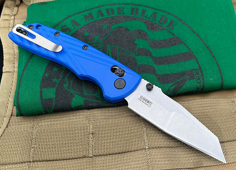 Hogue Deka ABLE Lock  Sculpted Blue Polymer Handles and Stonewashed Magnacut Wharncliffe Blade - USA MB