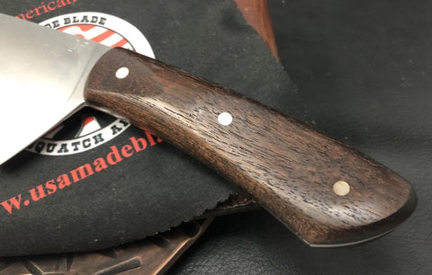 Nicholas Nichols Chef Knife Nitro-V U.S.S. North Carolina Battleship Teak Wood - USA Made Blade