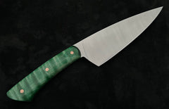 Nicholas Nichols 6" Chef Knife with Green Maple Handles, Copper Pins and Nitro-V - USA MB