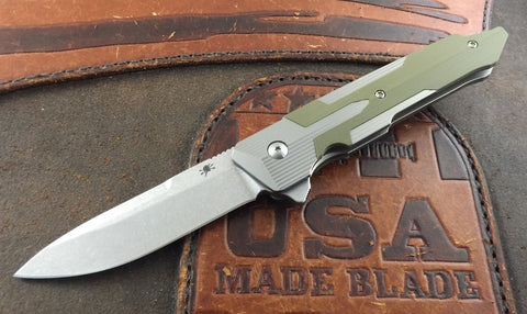 Spartan Blades Kranos Plain Ti and Green G10 - USA Made Blade