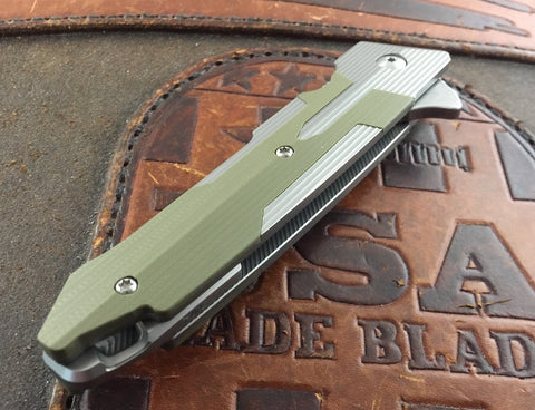 Spartan Blades Kranos Plain Ti and Green G10 - USA Made Blade
