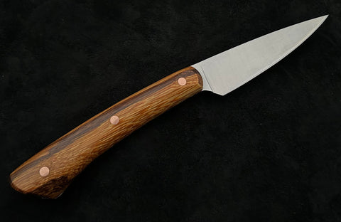 Nicholas Nichols Large Paring Knife with Marblewood Handles, Copper Pins and Nitro-V - USA MB