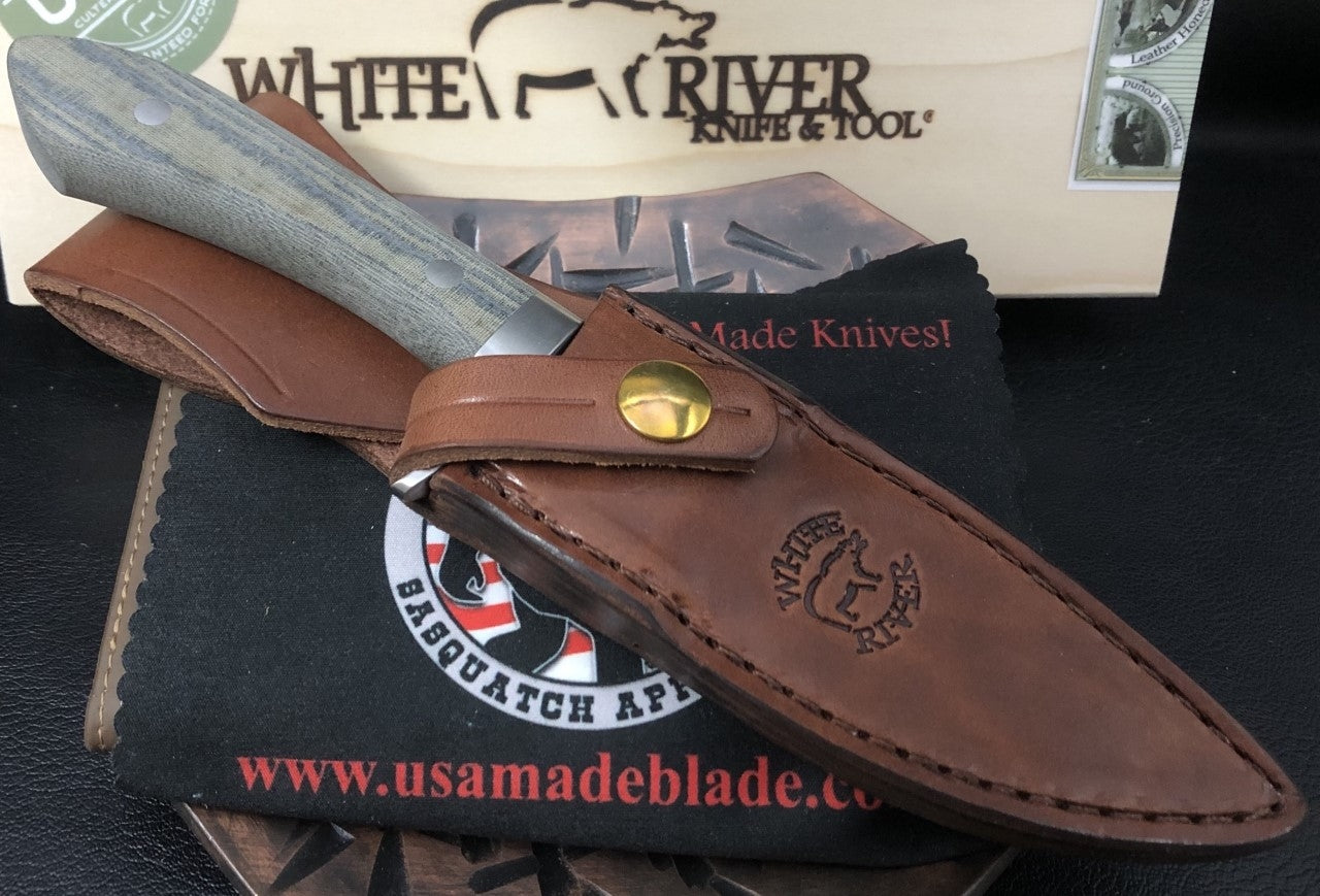 White River Knives Sendero Classic OD and Black Linen Micarta USA MB