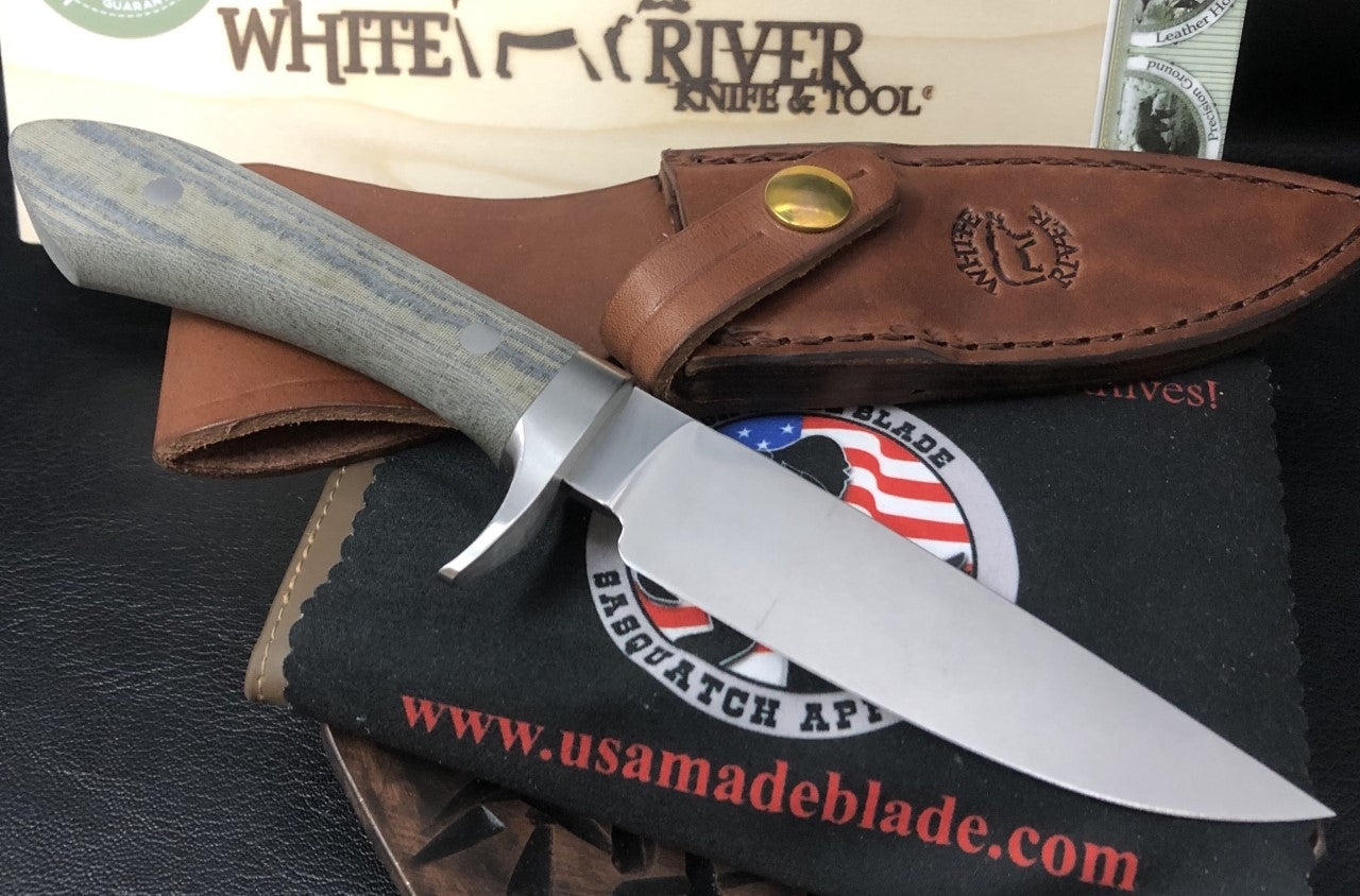 White River Knives Sendero Classic OD and Black Linen Micarta USA MB