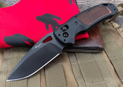 SIG Sauer by Hogue K320 AXG Pro ABLE Lock Folding Knife Heritage Walnut Insert 3.5" S30V Black Cerakote - USA MB